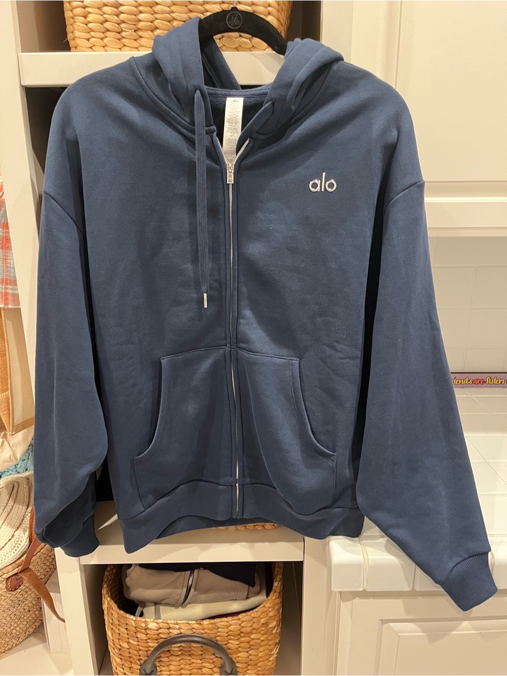 Alo Yoga Navy Blue Accolade Blue Full-Zip Hoodie - Gem